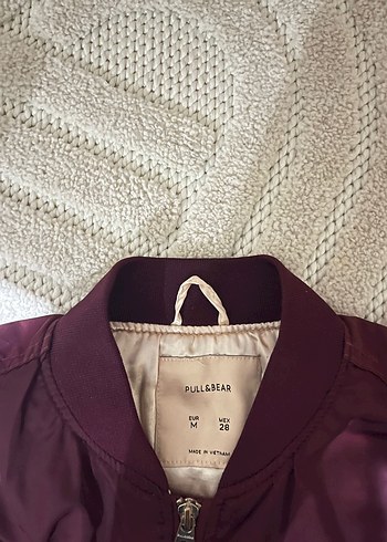 Bordo Fermuarlı Kadın Bomber Ceket - Görsel 2