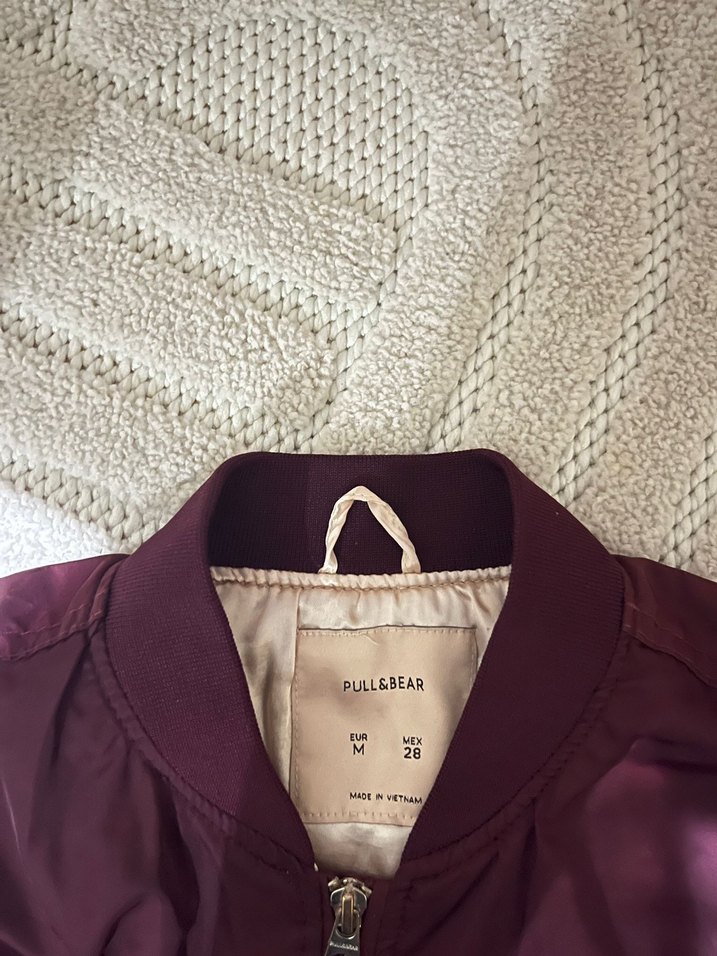 Bordo Fermuarlı Kadın Bomber Ceket - Görsel 2