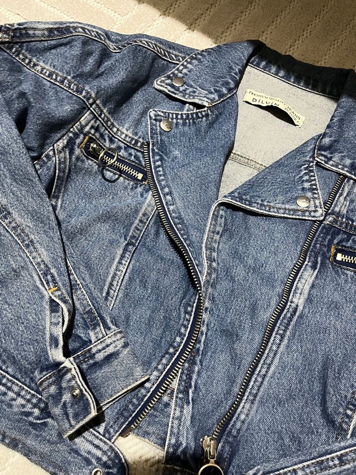 Tokalı Mavi Kadın Kot Ceketi - Görsel 2