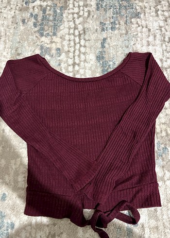 Diğer Bordo Triko Kadın Uzun Kollu Bluz