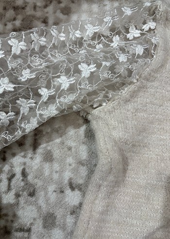 Bohem Tarz Beyaz Triko Kadın Kazak - Görsel 3