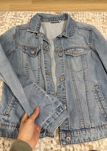 s Beden Düğmeli mavi Kadın Denim Ceket