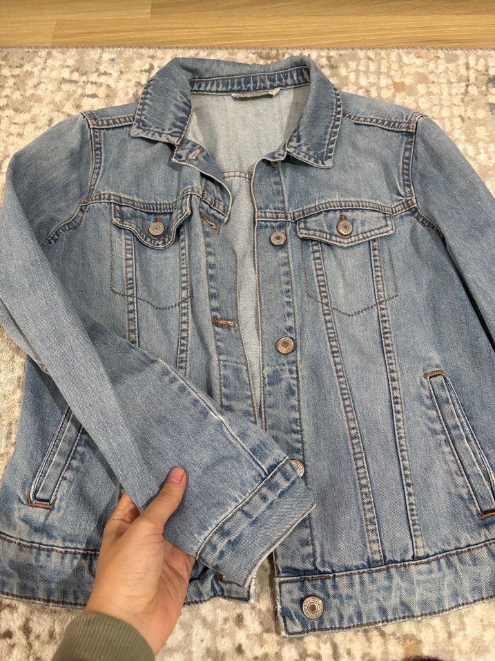 Düğmeli mavi Kadın Denim Ceket - Görsel 2