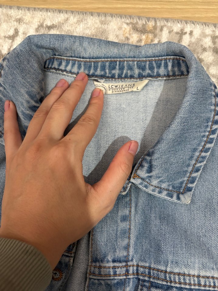 Düğmeli mavi Kadın Denim Ceket - Görsel 3