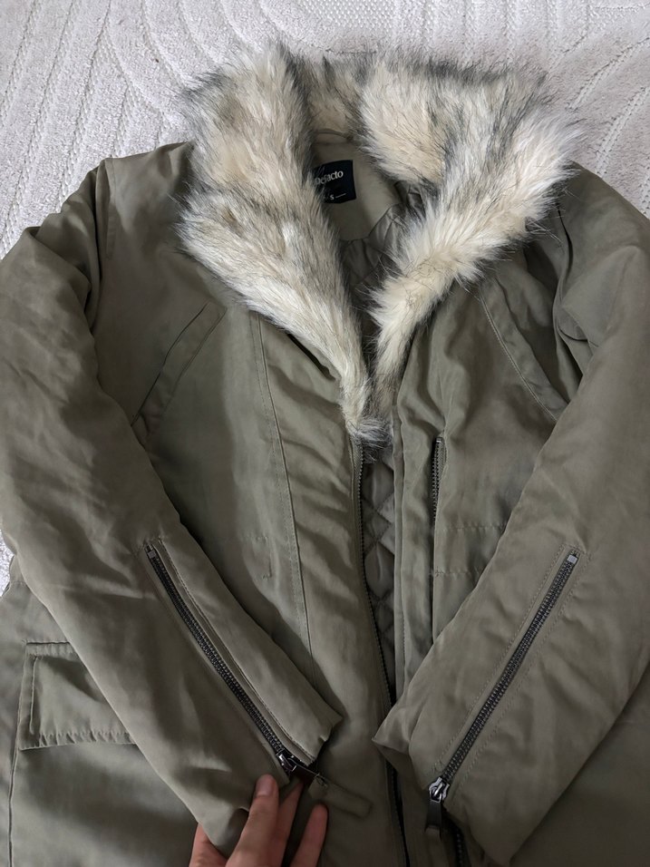 Gri Kürklü  Kadın mont - Görsel 2