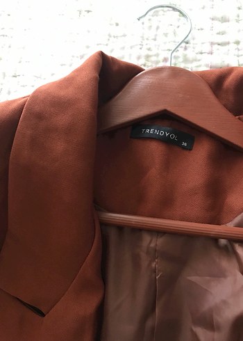 Kahverengi  Midi Blazer - Görsel 4