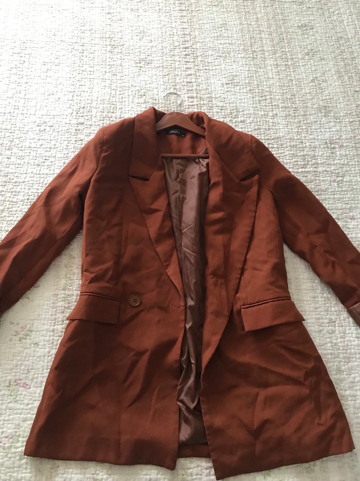 Kahverengi  Midi Blazer - Görsel 3