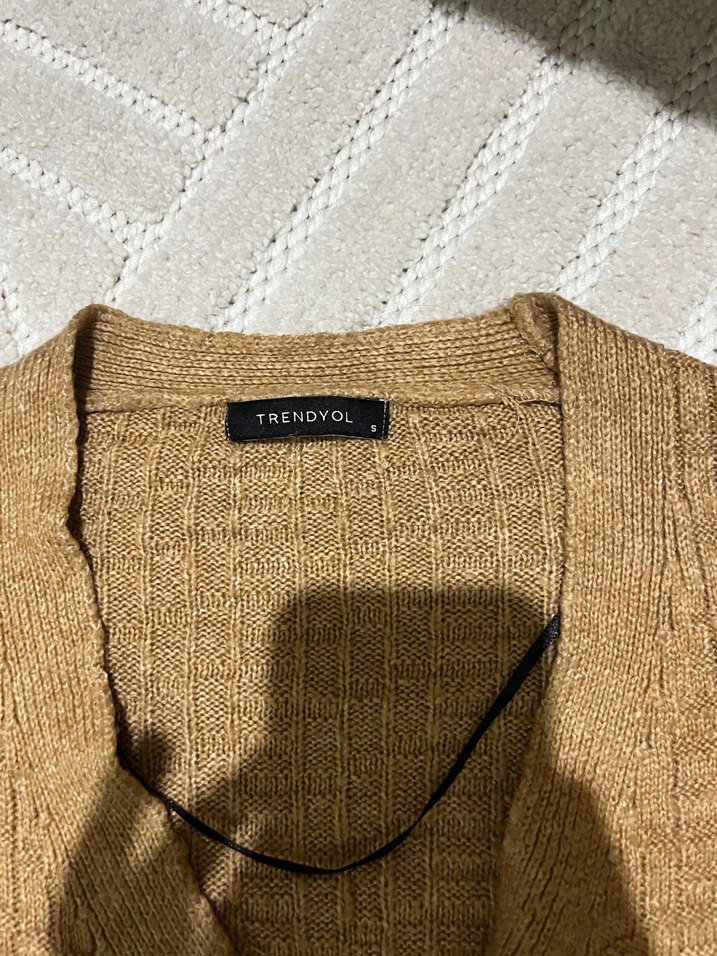 Düğmeli Kahverengi Triko Hırka - Görsel 2
