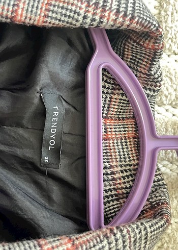 Düğmeli Gri Kadın Ekose Blazer Ceket - Görsel 3