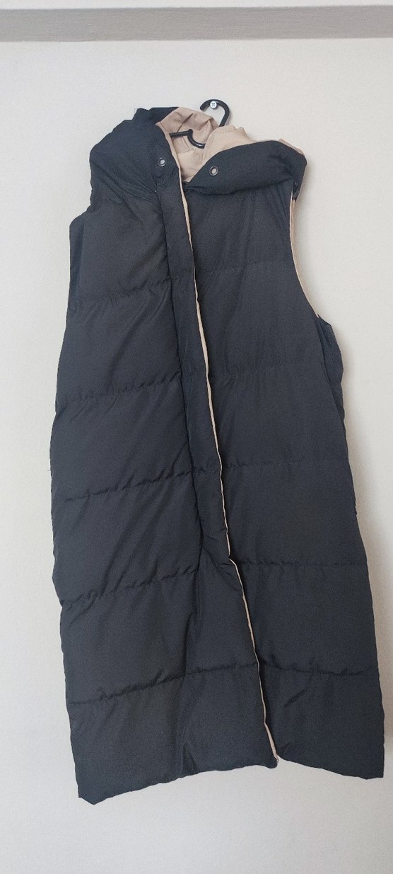 Bej Kadın Kapüşonsuz Fermuarlı Yelek - Görsel 3