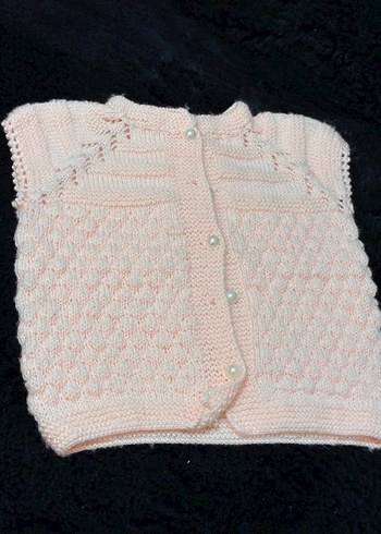 Kız Çocuk Pembe Örgü Kolsuz Hırka - Görsel 4