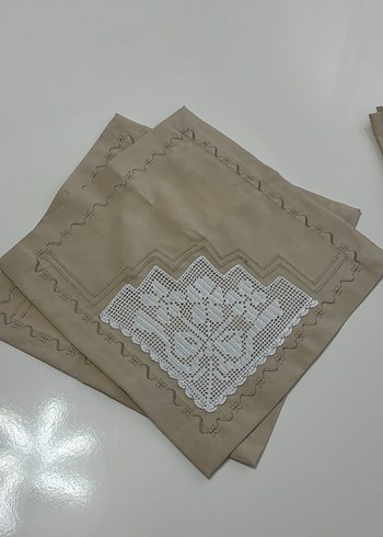 Bej Nakışlı Mendil Seti çeyiz 6 lı - Görsel 3