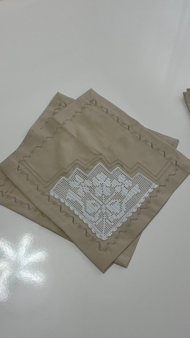 Bej Nakışlı Mendil Seti çeyiz 6 lı - Görsel 3