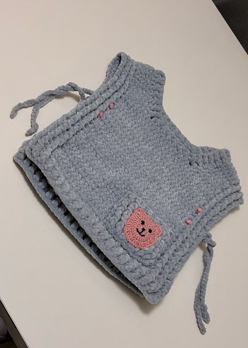 Gri Nakışlı Bebek Önlüğü - Görsel 3