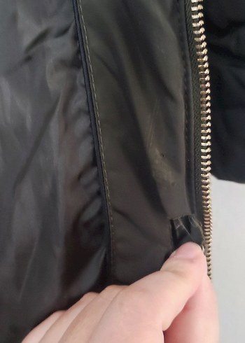 Kürk Detaylı Uzun haki Kadın Kışlık Mont - Görsel 3