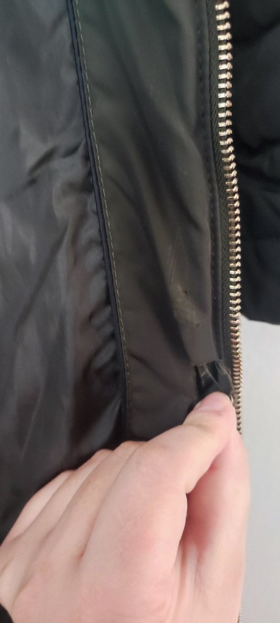 Kürk Detaylı Uzun haki Kadın Kışlık Mont - Görsel 3