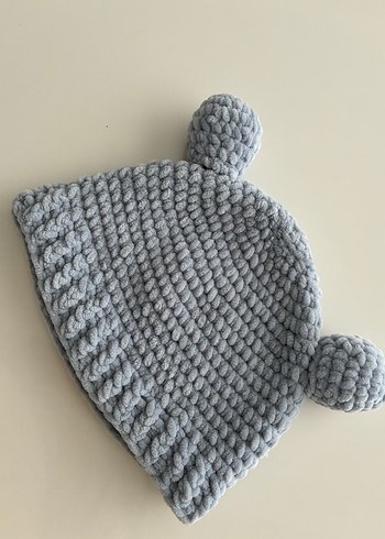 Gri Örgü Çocuk Bere İki Ponponlu - Görsel 5