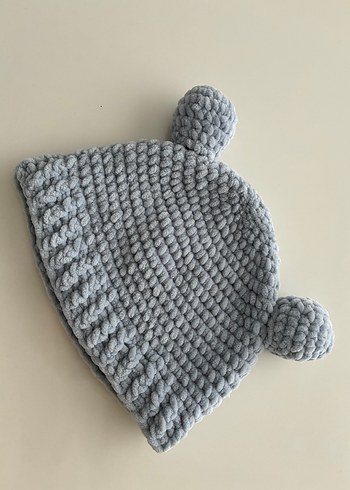 Gri Örgü Çocuk Bere İki Ponponlu - Görsel 3