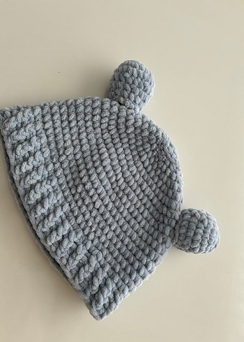 Gri Örgü Çocuk Bere İki Ponponlu - Görsel 2