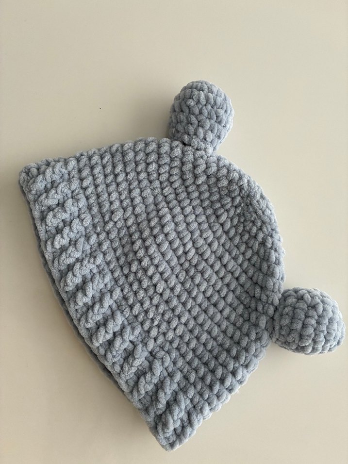 Gri Örgü Çocuk Bere İki Ponponlu - Görsel 5