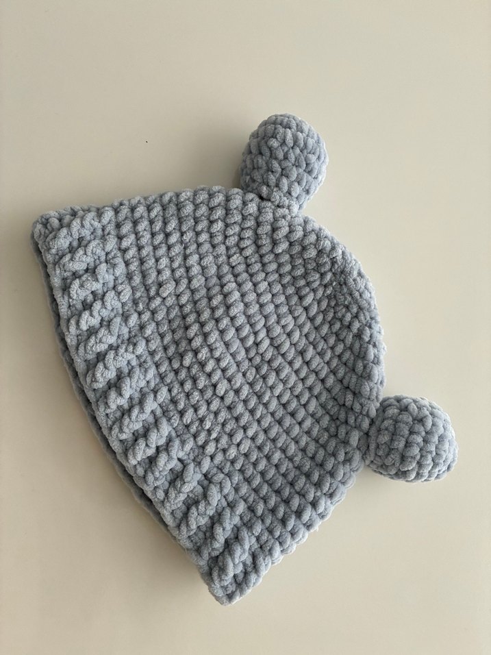 Gri Örgü Çocuk Bere İki Ponponlu - Görsel 3