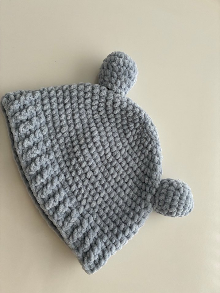 Gri Örgü Çocuk Bere İki Ponponlu - Görsel 2