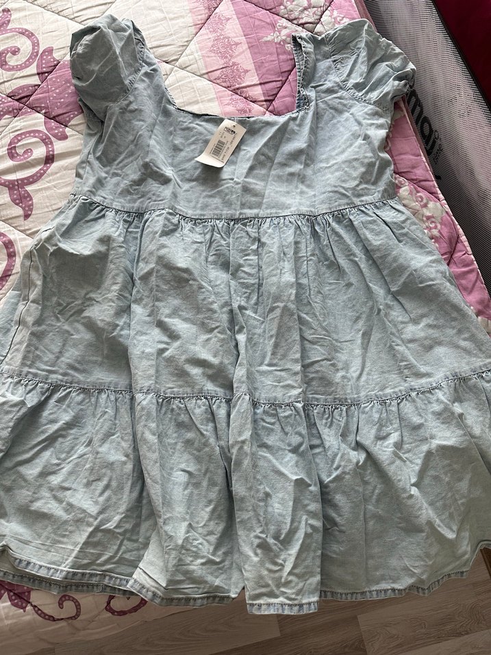 Kadın Mavi Denim Midi Elbise - Görsel 2