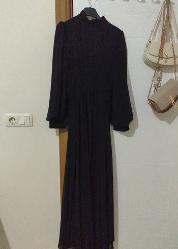Siyah Uzun Kollu Gotik Uzun Elbise