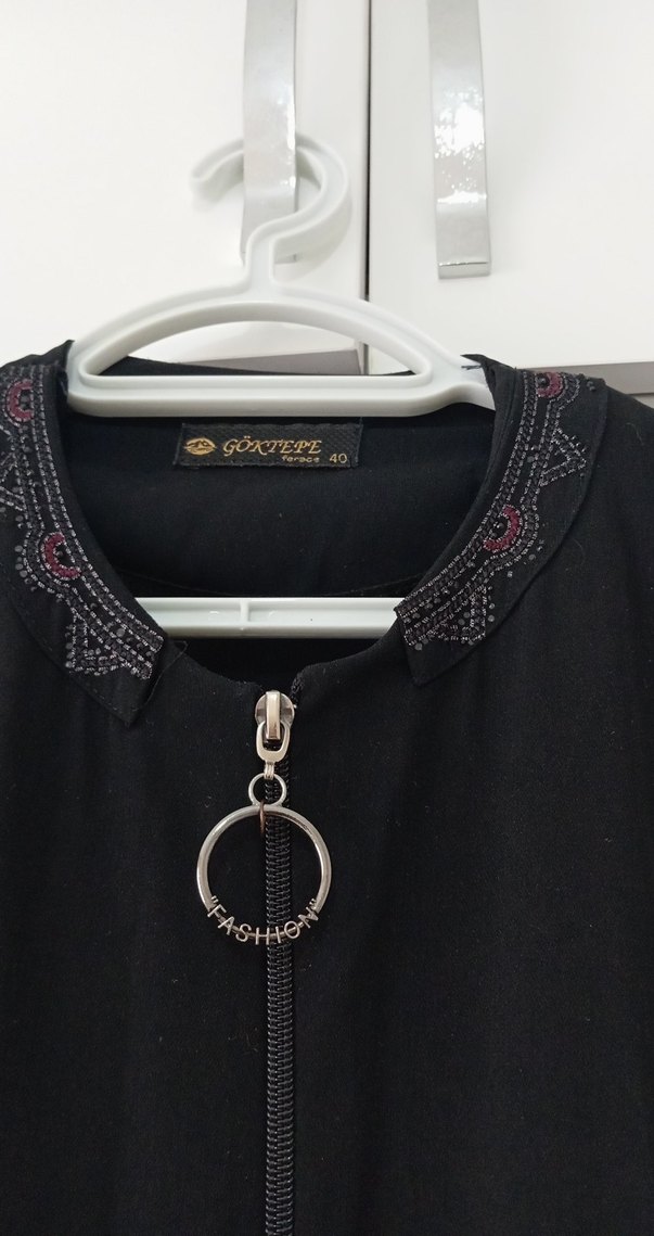 Siyah Uzun Yüksek Yakalı Gömlek Elbise - Görsel 2