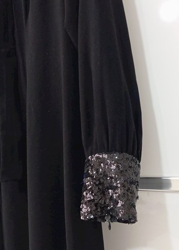 Nakışlı Siyah Uzun Kadın Elbise - Görsel 3