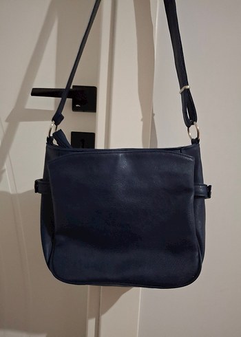 Mango American Vintage Mango Lacivert Deri Kadın Çanta