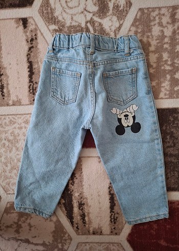 24-36 Ay Beden mavi Renk Zara Mickey Mouse Desenli Mavi Kot Pantolon