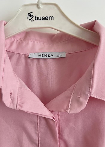 40 Beden pembe Renk Pembe Mini Keten Gömlek