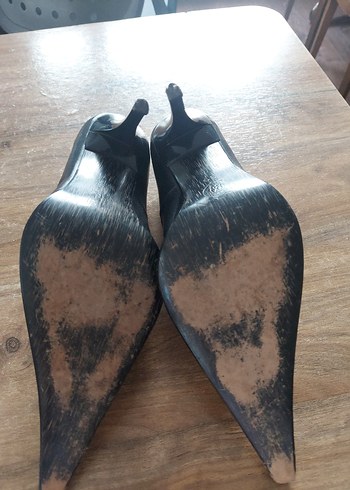 Siyah Deri Stiletto Topuklu Kadın Ayakkabı - Görsel 9