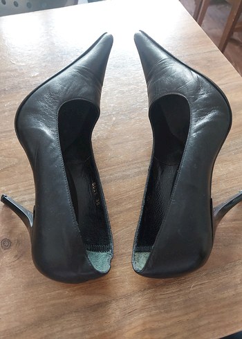 Siyah Deri Stiletto Topuklu Kadın Ayakkabı - Görsel 6