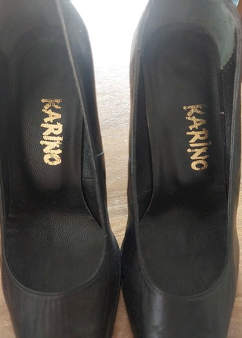 Siyah Deri Stiletto Topuklu Kadın Ayakkabı - Görsel 5