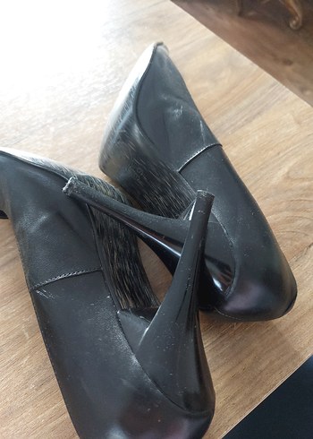 Siyah Deri Stiletto Topuklu Kadın Ayakkabı - Görsel 8