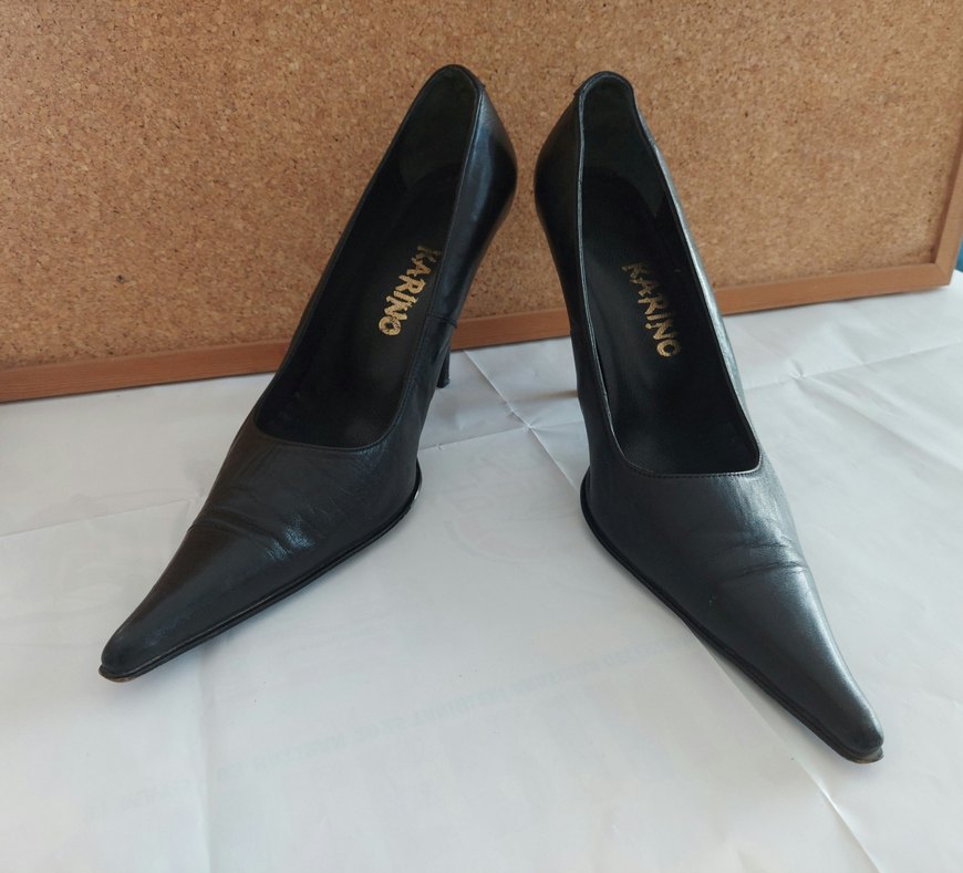 Siyah Deri Stiletto Topuklu Kadın Ayakkabı - Görsel 3