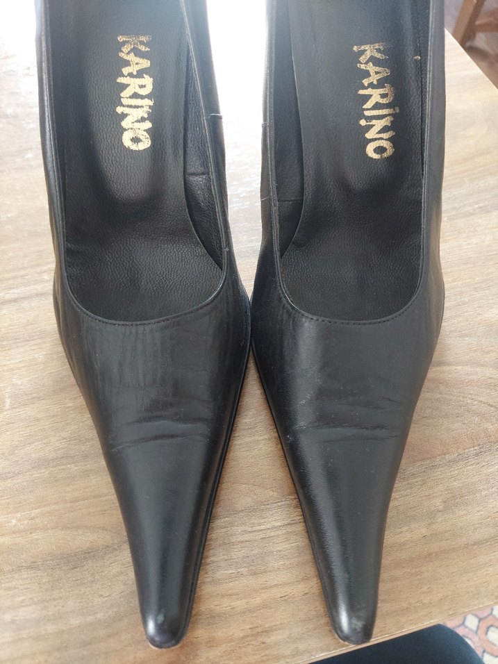 Siyah Deri Stiletto Topuklu Kadın Ayakkabı - Görsel 4