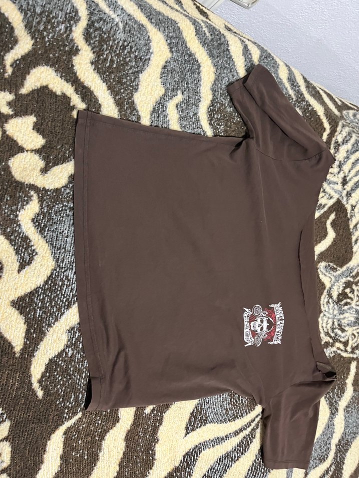 Kahverengi Baskılı Biker Kadın Tişörtü - Görsel 3