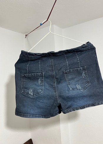 Düğmeli Lacivert Mini Kot Şort - Görsel 4