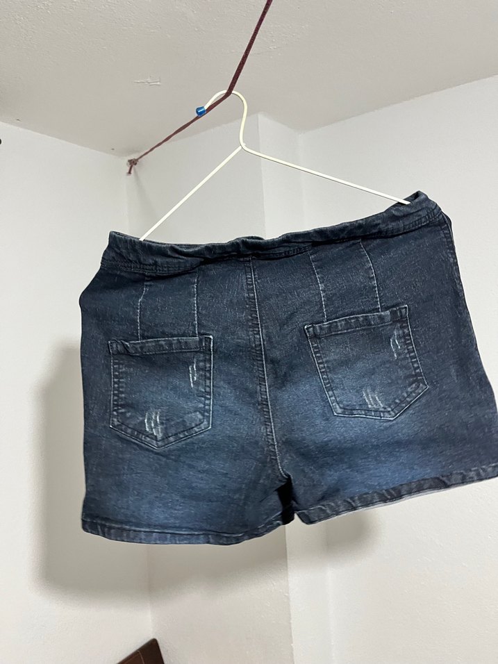 Düğmeli Lacivert Mini Kot Şort - Görsel 4