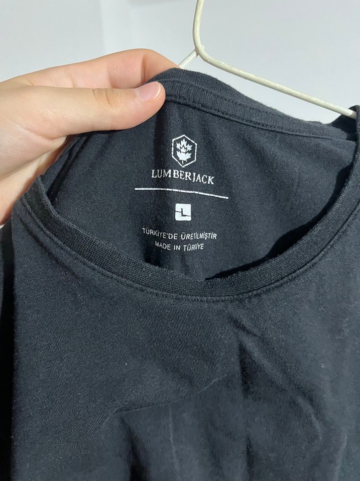 Siyah Kadın Keten Kısa Kollu Tişört - Görsel 2