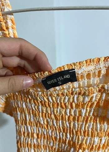 River Island Sarı Bağlamalı Askılı Fırfırlı Bohem Bluz