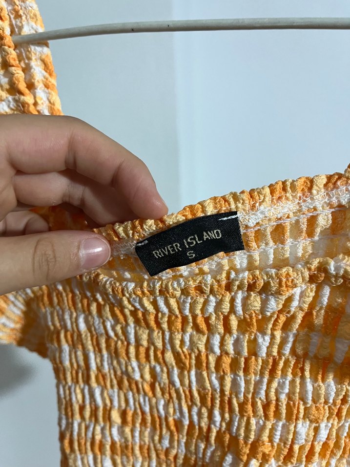 Sarı Bağlamalı Askılı Fırfırlı Bohem Bluz - Görsel 3