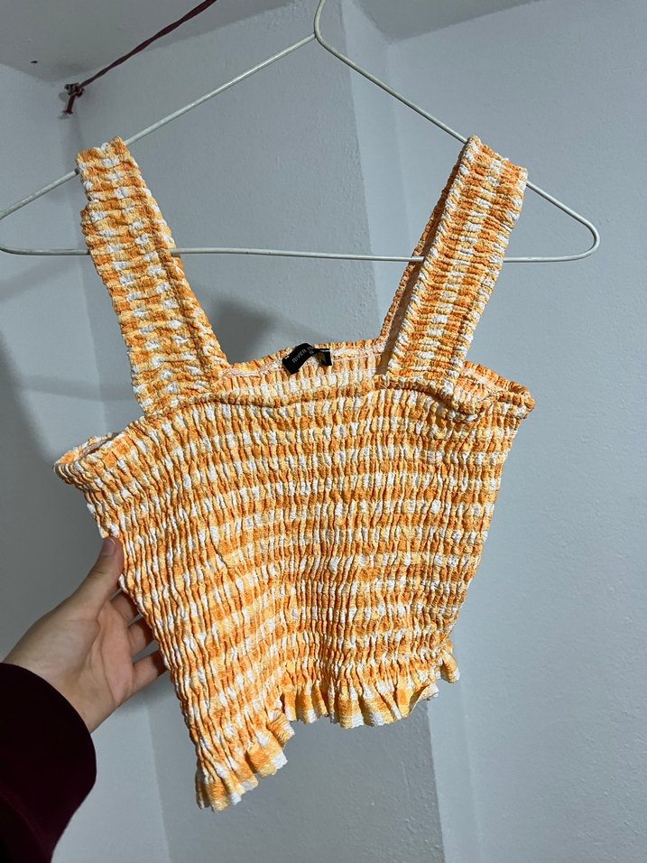 Sarı Bağlamalı Askılı Fırfırlı Bohem Bluz - Görsel 2