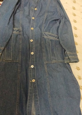 diğer Beden mavi Renk Düğmeli Uzun Mavi Kadın Denim partüsü