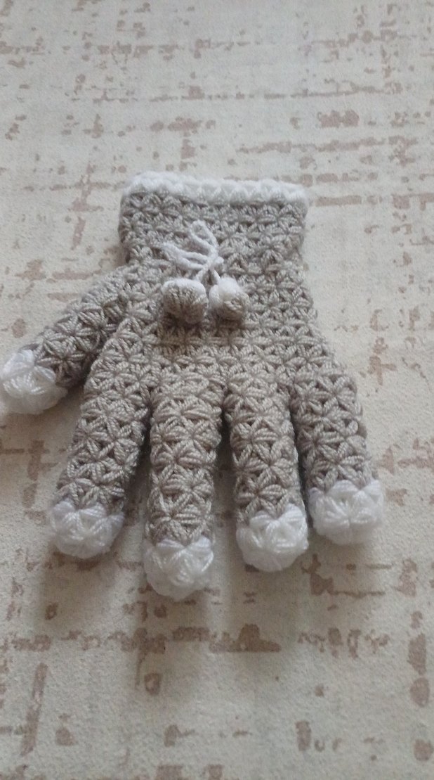 Bohem Gri Örgü Kadın Eldiveni - Görsel 3