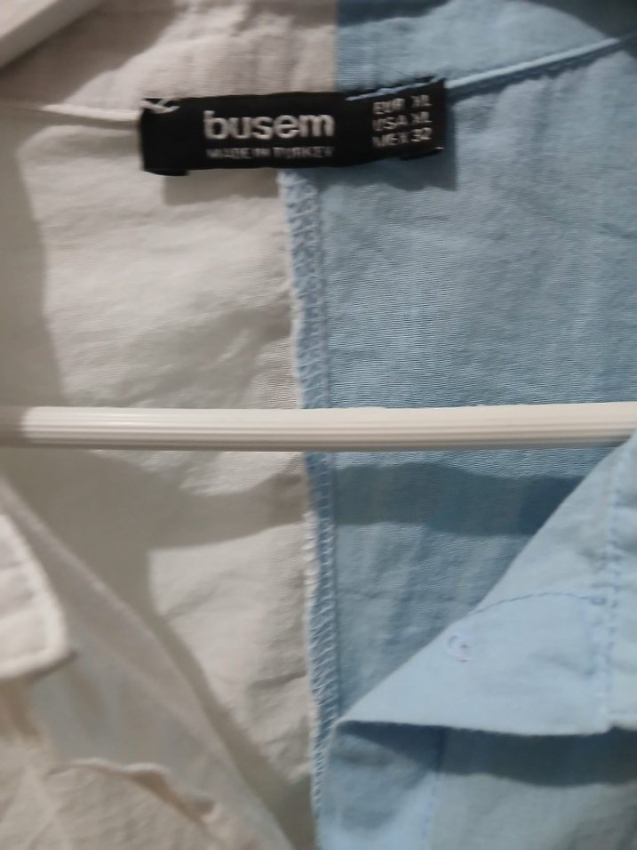 Pastel Mavi-Beyaz Keten Gömlek - Görsel 2