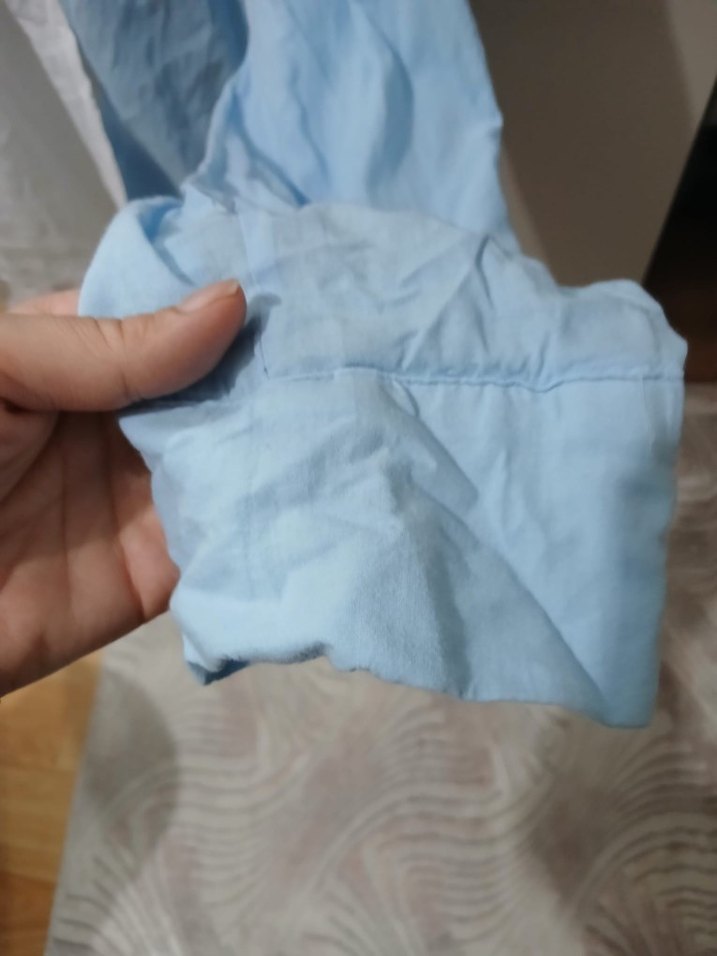 Pastel Mavi-Beyaz Keten Gömlek - Görsel 4